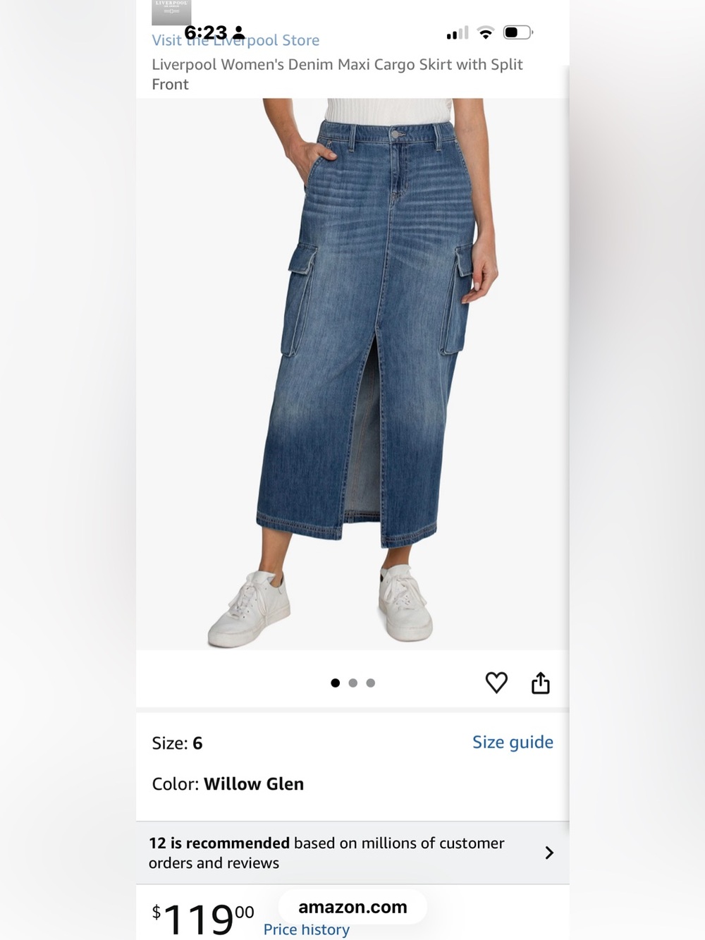 Liverpool Blue Denim Cargo Pencil Skirt with Front Slit